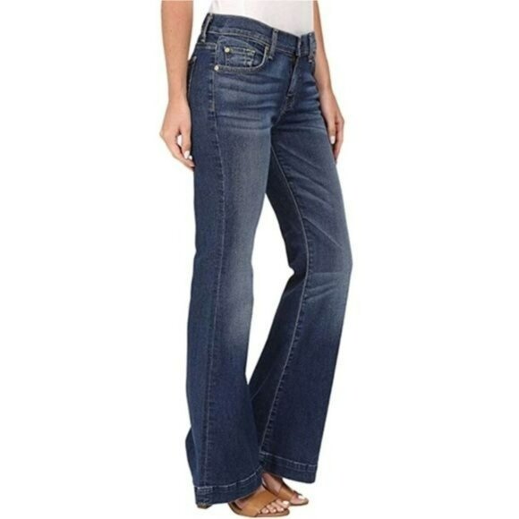 7 For All Mankind Womens Medium Wash Dojo Jeans Size 25 Flare Leg Denim - Picture 1 of 13